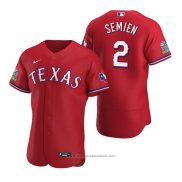 Maglia Baseball Uomo Texas Rangers Marcus Semien Scarlet Autentico Alternato