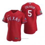 Maglia Baseball Uomo Texas Rangers Willie Calhoun Scarlet Autentico Alternato
