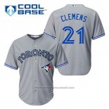 Maglia Baseball Uomo Toronto Blue Jays Roger Clemens 21 Grigio Cool Base