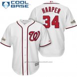 Maglia Baseball Uomo Washington Nationals 2017 Postseason Bryce Harper Bianco Cool Base