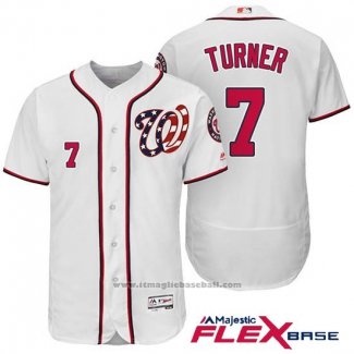 Maglia Baseball Uomo Washington Nationals 7 Trea Turner Bianco 2017 Flex Base