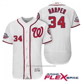 Maglia Baseball Uomo Washington Nationals Bryce Harper Bianco 2018 All Star Home Flex Base