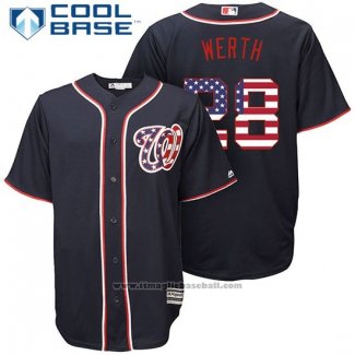 Maglia Baseball Uomo Washington Nationals Jayson Werth Stars Stripes Cool Base Blu