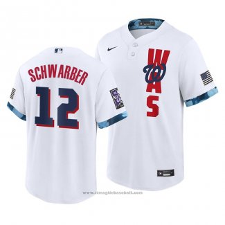 Maglia Baseball Uomo Washington Nationals Kyle Schwarber 2021 All Star Replica Bianco