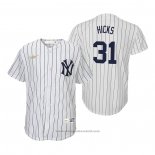 Maglia Baseball Bambino New York Yankees Aaron Hicks Cooperstown Collection Primera Bianco