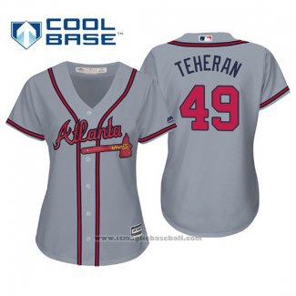 Maglia Baseball Donna Atlanta Braves Julio Teheran Cool Base Road 2019 Grigio