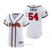 Maglia Baseball Donna Atlanta Braves Max Fried 2022 Gold Program Replica Bianco