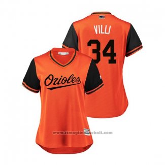 Maglia Baseball Donna Baltimore Orioles Jonathan Villar 2018 LLWS Players Weekend Villi Orange