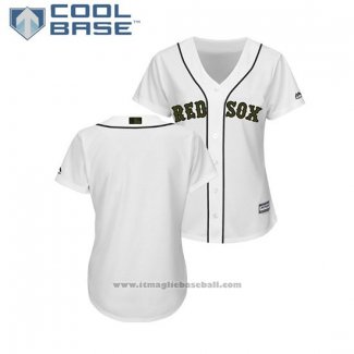 Maglia Baseball Donna Boston Red Sox 2018 Memorial Day Cool Base Bianco