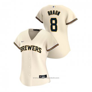 Maglia Baseball Donna Milwaukee Brewers Ryan Braun 2020 Replica Home Crema