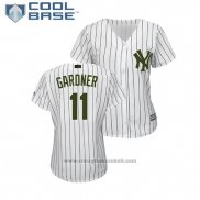 Maglia Baseball Donna New York Yankees Brett Gardner 2018 Memorial Day Cool Base Bianco