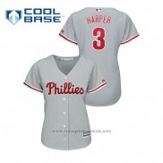 Maglia Baseball Donna Philadelphia Phillies Bryce Harper Cool Base Away Grigio