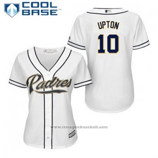 Maglia Baseball Donna San Diego Padres Justin Upton 10 Bianco Home Cool Base