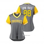 Maglia Baseball Donna San Diego Padres Phil Maton 2018 LLWS Players Weekend Spin Rate Grigio