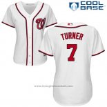 Maglia Baseball Donna Washington Nationals 7 Trea Turner Bianco Cool Base