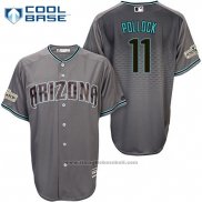 Maglia Baseball Uomo Arizona Diamondbacks 2017 Postseason 11 A.j. Pollock Grigio Cool Base