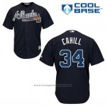 Maglia Baseball Uomo Atlanta Braves 34 Trevor Cahill Blu Alternato Cool Base