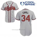 Maglia Baseball Uomo Atlanta Braves 34 Trevor Cahill Grigio Cool Base