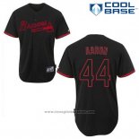 Maglia Baseball Uomo Atlanta Braves 44 Hank Aaron Black Fashion Cool Base