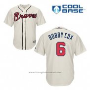 Maglia Baseball Uomo Atlanta Braves 6 Bobby Cox Crema Alternato Cool Base