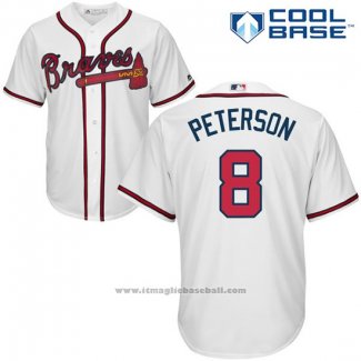 Maglia Baseball Uomo Atlanta Braves 8 Jace Peterson Bianco Autentico Collection Cool Base