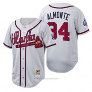 Maglia Baseball Uomo Atlanta Braves Abraham Almonte Cooperstown Collection Autentico Bianco