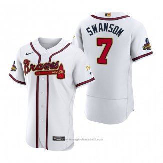 Maglia Baseball Uomo Atlanta Braves Dansby Swanson 2022 Gold Program Autentico Bianco