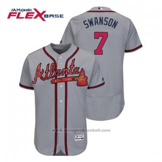 Maglia Baseball Uomo Atlanta Braves Dansby Swanson Flex Base Autentico Collezione Road 2019 Grigio