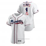 Maglia Baseball Uomo Atlanta Braves Ozzie Albies 2020 Stars & Stripes 4th of July Bianco