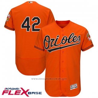 Maglia Baseball Uomo Baltimore Orioles 42 Jackie Robinson Arancione Flex Base