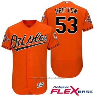 Maglia Baseball Uomo Baltimore Orioles 53 Zach Britton Arancione 2017 Flex Base