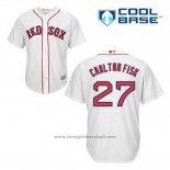 Maglia Baseball Uomo Boston Red Sox 27 Carlton Fisk Bianco Home Cool Base