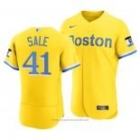 Maglia Baseball Uomo Boston Red Sox Chris Sale 2021 City Connect Autentico Or