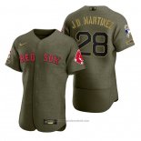 Maglia Baseball Uomo Boston Red Sox J.d. Martinez Camouflage Digitale Verde 2021 Salute To Service