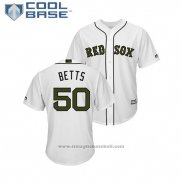 Maglia Baseball Uomo Boston Red Sox Mookie Betts 2018 Memorial Day Cool Base Bianco