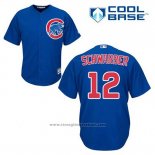 Maglia Baseball Uomo Chicago Cubs 12 Kyle Schwarber Blu Alternato Cool Base