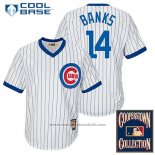 Maglia Baseball Uomo Chicago Cubs 14 Ernie Banks Bianco Cool Base Cooperstown