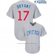 Maglia Baseball Uomo Chicago Cubs 17 Kris Bryant Cool Base Grigio