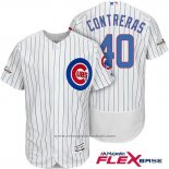 Maglia Baseball Uomo Chicago Cubs 2017 Postseason 40 Willson Contreras Bianco Flex Base