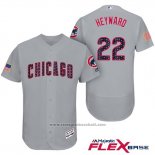 Maglia Baseball Uomo Chicago Cubs 2017 Stelle e Strisce Cubs 22 Jason Heyward Grigio Flex Base