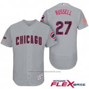 Maglia Baseball Uomo Chicago Cubs 2017 Stelle e Strisce Cubs 27 Addison Russell Grigio Flex Base