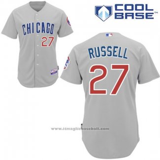 Maglia Baseball Uomo Chicago Cubs 27 Addison Russell Grigio Cool Base