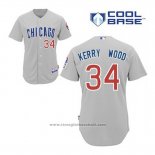 Maglia Baseball Uomo Chicago Cubs 34 Kerry Wood Grigio Cool Base