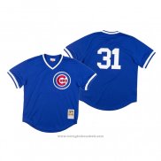 Maglia Baseball Uomo Chicago Cubs Greg Maddux Autentico 1987 Bp Mesh Blu