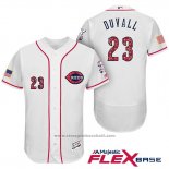 Maglia Baseball Uomo Cincinnati Reds 2017 Stelle E Strisce 28 Adam Duvall Bianco Flex Base