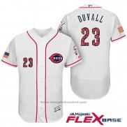 Maglia Baseball Uomo Cincinnati Reds 2017 Stelle E Strisce 28 Adam Duvall Bianco Flex Base