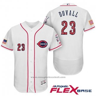 Maglia Baseball Uomo Cincinnati Reds 2017 Stelle E Strisce 28 Adam Duvall Bianco Flex Base