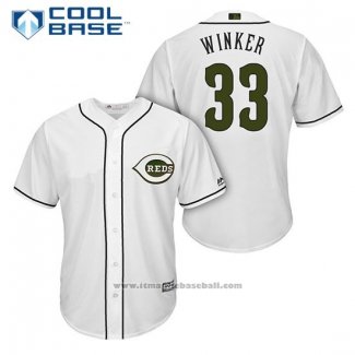 Maglia Baseball Uomo Cincinnati Reds 33 Jesse Winker Bianco 2018 Alternato Cool Base