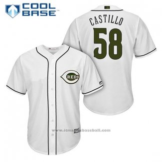 Maglia Baseball Uomo Cincinnati Reds 58 Luis Castillo Bianco 2018 Alternato Cool Base