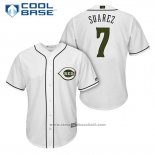 Maglia Baseball Uomo Cincinnati Reds 7 Eugenio Suarez Bianco 2018 Alternato Cool Base